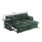 Grünes 81.1 L-förmiges modulares 3-Sitzer-Sofa mit umkehrbarer Recamiere und Stauraum, Plüsch-Samt-Schlafsofa für das Wohnzimmer