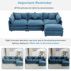 Blaues 112.2 modernes L-förmiges 4-Sitzer-Sofa mit abnehmbarer Ottomane