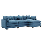 Blaues 112.2 modernes L-förmiges 4-Sitzer-Sofa mit abnehmbarer Ottomane