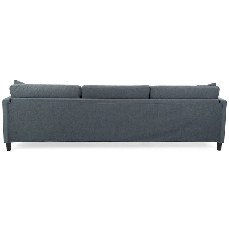 Graues 107.87 Langes 4-Sitzer-Ecksofa mit abnehmbaren Kissen, beweglicher Ottomane und Aufbewahrungstasche an der Armlehne