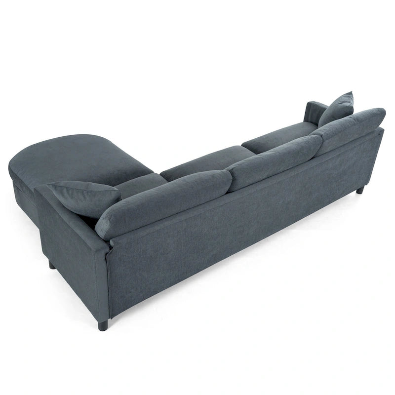 Graues 107.87 Langes 4-Sitzer-Ecksofa mit abnehmbaren Kissen, beweglicher Ottomane und Aufbewahrungstasche an der Armlehne