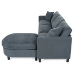 Graues 107.87 Langes 4-Sitzer-Ecksofa mit abnehmbaren Kissen, beweglicher Ottomane und Aufbewahrungstasche an der Armlehne