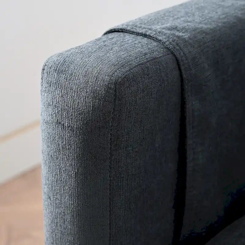 Graues 107.87 Langes 4-Sitzer-Ecksofa mit abnehmbaren Kissen, beweglicher Ottomane und Aufbewahrungstasche an der Armlehne
