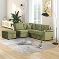 Grünes 84,75 L-förmiges 5-Sitzer-Schlafsofa mit Stauraum