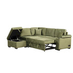 Grünes 84,75 L-förmiges 5-Sitzer-Schlafsofa mit Stauraum