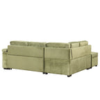 Grünes 84,75 L-förmiges 5-Sitzer-Schlafsofa mit Stauraum