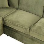 Grünes 84,75 L-förmiges 5-Sitzer-Schlafsofa mit Stauraum
