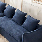 Blaues 106,3" überdimensioniertes L-förmiges 3-Sitzer-Schnittsofa mit Chaiselongue, 4 Zierkissen und stilvollem modularem Aufbau