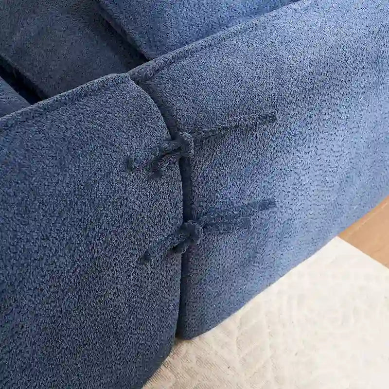 Blaues 106,3" überdimensioniertes L-förmiges 3-Sitzer-Schnittsofa mit Chaiselongue, 4 Zierkissen und stilvollem modularem Aufbau