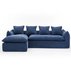 Blaues 106,3" überdimensioniertes L-förmiges 3-Sitzer-Schnittsofa mit Chaiselongue, 4 Zierkissen und stilvollem modularem Aufbau