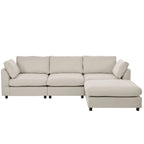Beiges L-förmiges 4-Sitzer-Sofa 113 mit verstellbarer Fußstütze und umstellbarer Recamiere