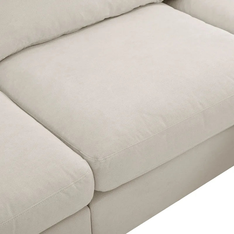 Beiges L-förmiges 4-Sitzer-Sofa 113 mit verstellbarer Fußstütze und umstellbarer Recamiere