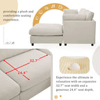 Beiges L-förmiges 4-Sitzer-Sofa 113 mit verstellbarer Fußstütze und umstellbarer Recamiere