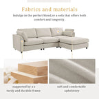 Beiges L-förmiges 4-Sitzer-Sofa 113 mit verstellbarer Fußstütze und umstellbarer Recamiere