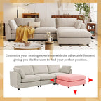 Beiges L-förmiges 4-Sitzer-Sofa 113 mit verstellbarer Fußstütze und umstellbarer Recamiere