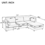 Beiges L-förmiges 4-Sitzer-Sofa 113 mit verstellbarer Fußstütze und umstellbarer Recamiere