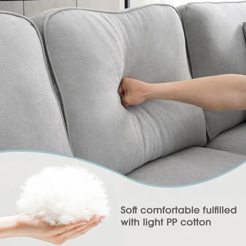 Graues 108 Geräumiges U-förmiges 7-Sitzer Sofa-Set mit 3 Kissen und Chaiselongue, ideal für Wohnzimmer oder Apartment