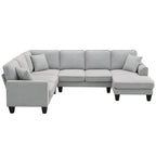 Graues 108 Geräumiges U-förmiges 7-Sitzer Sofa-Set mit 3 Kissen und Chaiselongue, ideal für Wohnzimmer oder Apartment