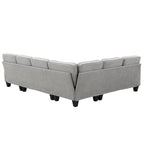 Graues 108 Geräumiges U-förmiges 7-Sitzer Sofa-Set mit 3 Kissen und Chaiselongue, ideal für Wohnzimmer oder Apartment
