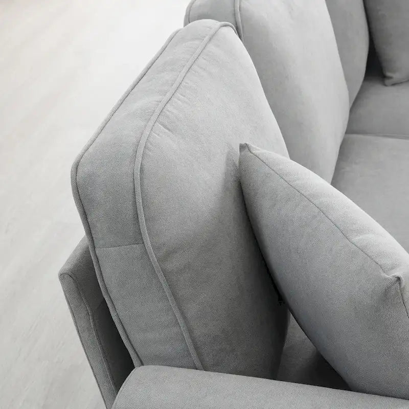 Graues 108 Geräumiges U-förmiges 7-Sitzer Sofa-Set mit 3 Kissen und Chaiselongue, ideal für Wohnzimmer oder Apartment