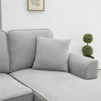 Graues 108 Geräumiges U-förmiges 7-Sitzer Sofa-Set mit 3 Kissen und Chaiselongue, ideal für Wohnzimmer oder Apartment