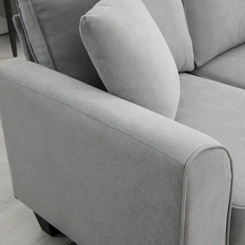 Graues 108 Geräumiges U-förmiges 7-Sitzer Sofa-Set mit 3 Kissen und Chaiselongue, ideal für Wohnzimmer oder Apartment
