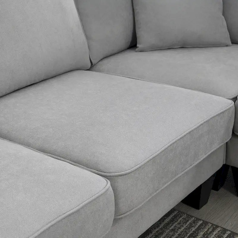 Graues 108 Geräumiges U-förmiges 7-Sitzer Sofa-Set mit 3 Kissen und Chaiselongue, ideal für Wohnzimmer oder Apartment