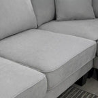 Graues 108 Geräumiges U-förmiges 7-Sitzer Sofa-Set mit 3 Kissen und Chaiselongue, ideal für Wohnzimmer oder Apartment