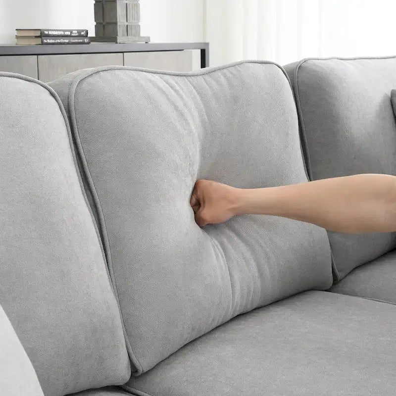 Graues 108 Geräumiges U-förmiges 7-Sitzer Sofa-Set mit 3 Kissen und Chaiselongue, ideal für Wohnzimmer oder Apartment