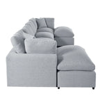 134.40 Modernes U-förmiges 6-Sitzer Ecksofa mit 2 großen Chaises, abnehmbaren Hockern und weichen Kissen