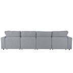 134.40 Modernes U-förmiges 6-Sitzer Ecksofa mit 2 großen Chaises, abnehmbaren Hockern und weichen Kissen