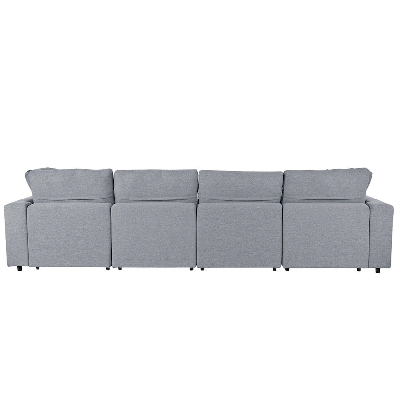 134.40 Modernes U-förmiges 6-Sitzer Ecksofa mit 2 großen Chaises, abnehmbaren Hockern und weichen Kissen