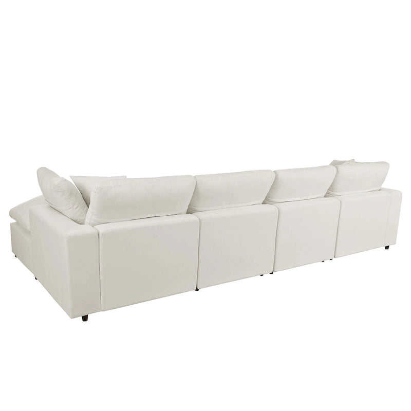 134.40 Modernes U-förmiges 6-Sitzer Ecksofa mit 2 großen Chaises, abnehmbaren Hockern und weichen Kissen