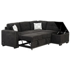 83.8 L-förmiges 4-Sitzer Sektionalsofa mit Ausziehbett, Stauraum-Recamiere, USB-Anschlüssen, Steckdosen und Getränkehaltern