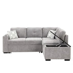 83.8 L-förmiges 4-Sitzer Sektionalsofa mit Ausziehbett, Stauraum-Recamiere, USB-Anschlüssen, Steckdosen und Getränkehaltern