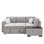 83.8 L-förmiges 4-Sitzer Sektionalsofa mit Ausziehbett, Stauraum-Recamiere, USB-Anschlüssen, Steckdosen und Getränkehaltern