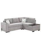 83.8 L-förmiges 4-Sitzer Sektionalsofa mit Ausziehbett, Stauraum-Recamiere, USB-Anschlüssen, Steckdosen und Getränkehaltern