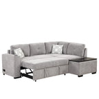 83.8 L-förmiges 4-Sitzer Sektionalsofa mit Ausziehbett, Stauraum-Recamiere, USB-Anschlüssen, Steckdosen und Getränkehaltern