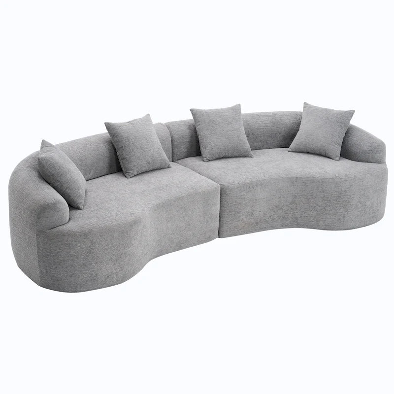 Luxuriöses Chenille-Stoffsofa, 4-Sitzer modulares geschwungenes Ecksofa