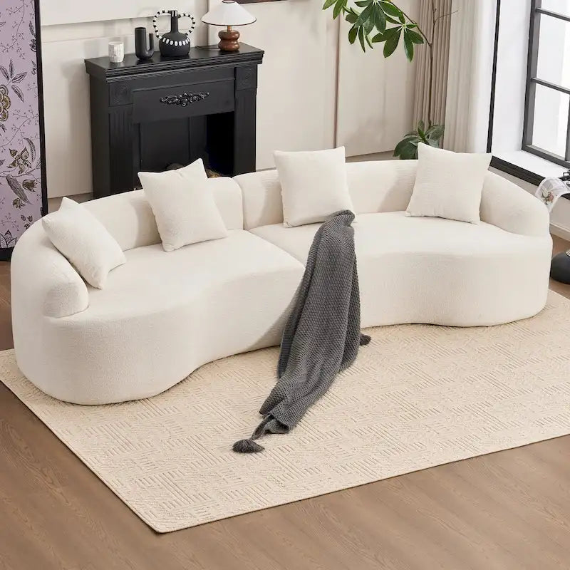 Luxuriöses Chenille-Stoffsofa, 4-Sitzer modulares geschwungenes Ecksofa