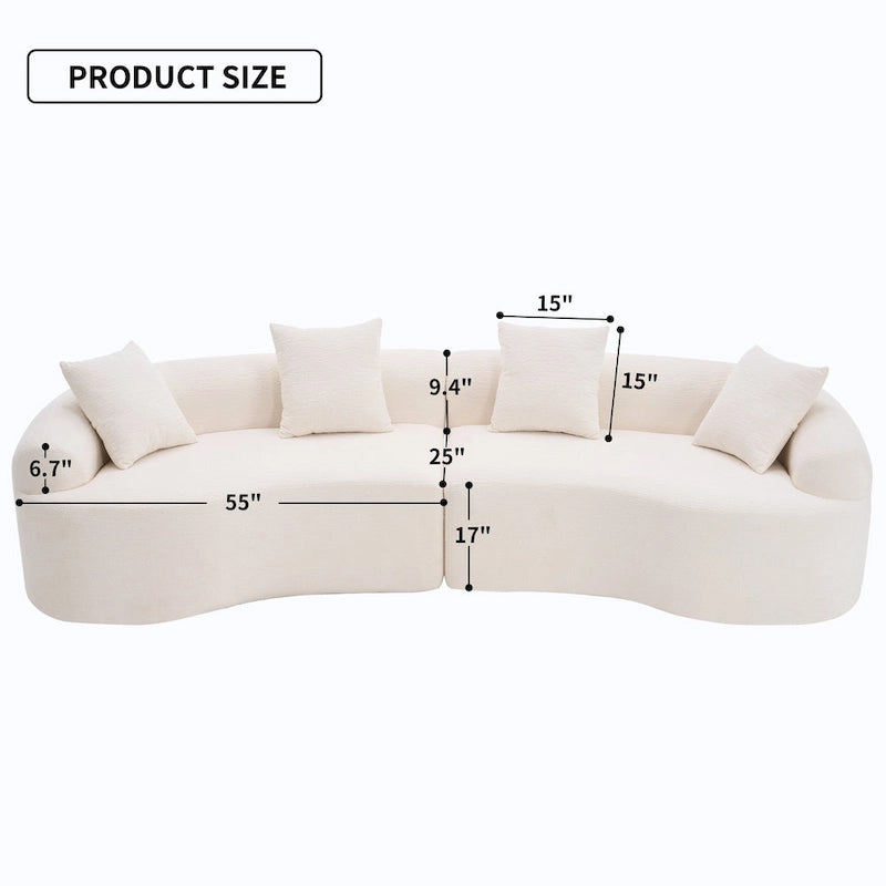 Luxuriöses Chenille-Stoffsofa, 4-Sitzer modulares geschwungenes Ecksofa