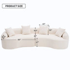 Luxuriöses Chenille-Stoffsofa, 4-Sitzer modulares geschwungenes Ecksofa