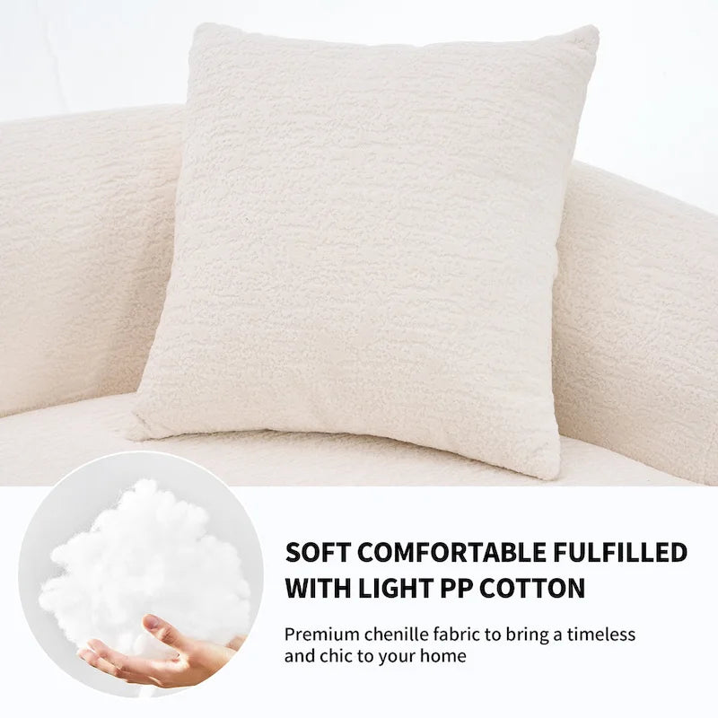 Luxuriöses Chenille-Stoffsofa, 4-Sitzer modulares geschwungenes Ecksofa