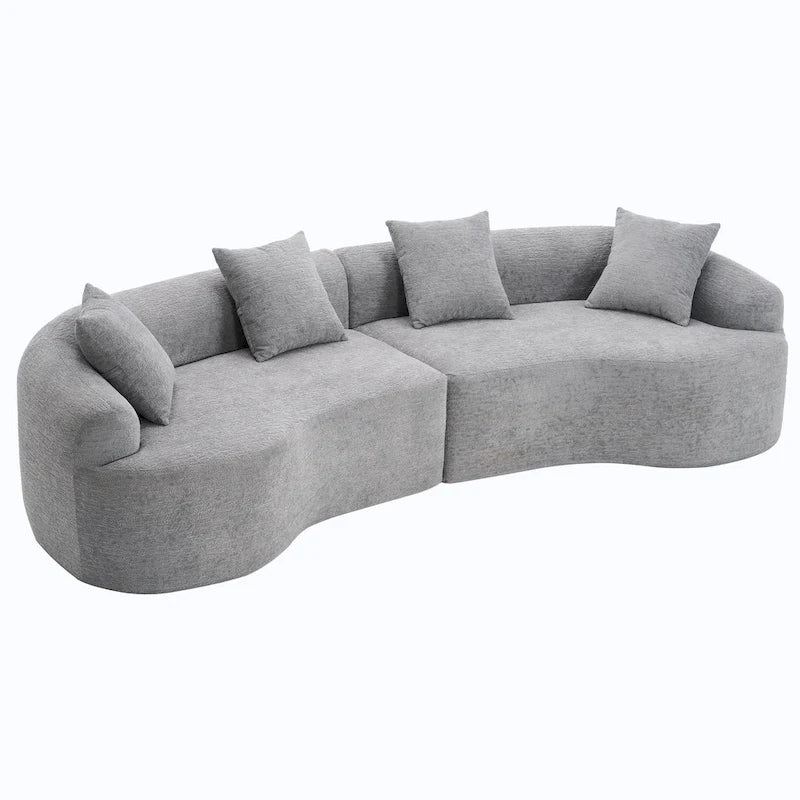 Luxuriöses Chenille-Stoffsofa, 4-Sitzer modulares geschwungenes Ecksofa