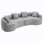 Luxuriöses Chenille-Stoffsofa, 4-Sitzer modulares geschwungenes Ecksofa