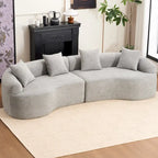Luxuriöses Chenille-Stoffsofa, 4-Sitzer modulares geschwungenes Ecksofa