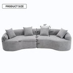 Luxuriöses Chenille-Stoffsofa, 4-Sitzer modulares geschwungenes Ecksofa