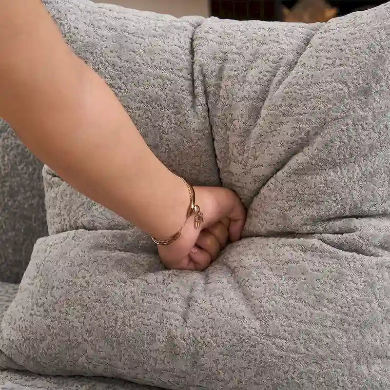 Luxuriöses Chenille-Stoffsofa, 4-Sitzer modulares geschwungenes Ecksofa