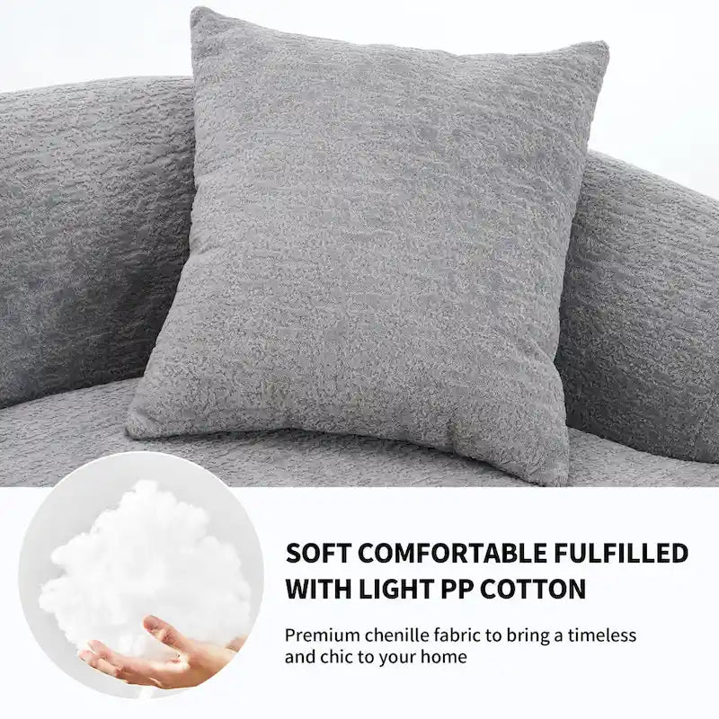 Luxuriöses Chenille-Stoffsofa, 4-Sitzer modulares geschwungenes Ecksofa
