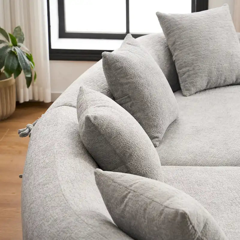 Luxuriöses Chenille-Stoffsofa, 4-Sitzer modulares geschwungenes Ecksofa